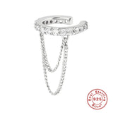 925 Silver Zircon Chain Cuffs Earring For Women