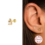 925 Silver Zircon Pearl Stud Earring for Women