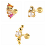 925 Silver Zircon Pearl Stud Earring for Women