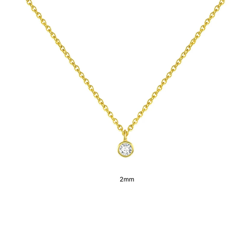 2-4mm Zircon Sterling Silver Choker Necklace Women Temperament DIY Jewelry