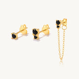 925 Silver Pink Cross Zircon Stud Earrings Set