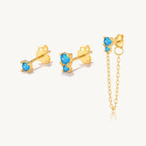 925 Silver Pink Cross Zircon Stud Earrings Set