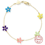 925 Silver Bracelet Women Charm Jewelry Flower Chain Gift