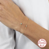 925 Silver Bracelet Women Charm Turquoise Chain Gift