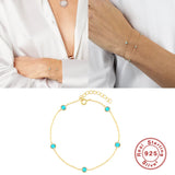 925 Silver Bracelet Women Charm Turquoise Chain Gift