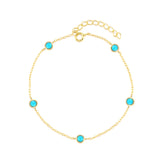 925 Silver Bracelet Women Charm Turquoise Chain Gift