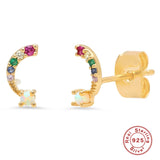 925 Silver Zircon Huggie Earrings Piercing Hoop Aretes Gift