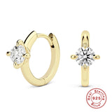 925 Silver Zircon Huggie Earrings Piercing Hoop Aretes Gift
