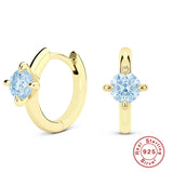 925 Silver Zircon Huggie Earrings Piercing Hoop Aretes Gift