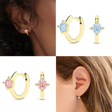 925 Silver Zircon Huggie Earrings Piercing Hoop Aretes Gift