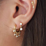 925 Silver Crystal Diamond Stud Earrings Piercing Chain Earring