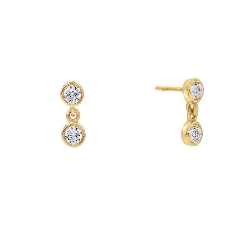 925 Silver Crystal Diamond Stud Earrings Piercing Chain Earring