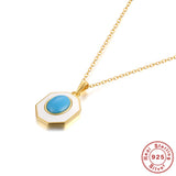925 Silver Turquoise Enamel Pendant Necklace for Women