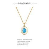 925 Silver Turquoise Enamel Pendant Necklace for Women
