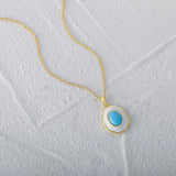 925 Silver Turquoise Enamel Pendant Necklace for Women