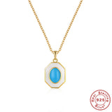 925 Silver Turquoise Enamel Pendant Necklace for Women