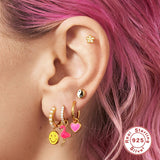 Red Enamel Flamingo Dangle Earrings 925 Sterling Silver