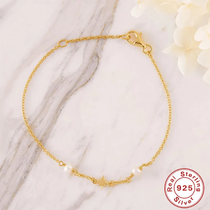 Adjustable S925 Silver Bracelet Chain for Women with 18K Jewelry