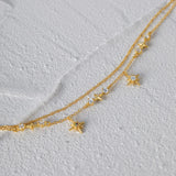 Double Layer S925 Silver Star Zircon Bracelet Chain for Women's 18K Jewelry