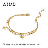 Double Layer S925 Silver Star Zircon Bracelet Chain for Women's 18K Jewelry