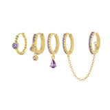 Purple Zircon Hoops Earrings for Women Wedding Boucle D?oreille
