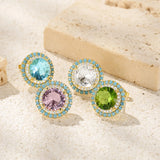 925 Silver Colorful Zircon Stud Earrings for Women - Pierced Earring