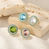 925 Silver Colorful Zircon Stud Earrings for Women - Pierced Earring