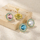 925 Silver Colorful Zircon Stud Earrings for Women - Pierced Earring