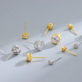 925 Silver Diamond Zircon Stud Earrings for Women