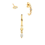 925 Silver Punk Stud Earrings Zircon Piercing Jewelry Women Brincos
