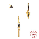 925 Silver Punk Stud Earrings Zircon Piercing Jewelry Women Brincos