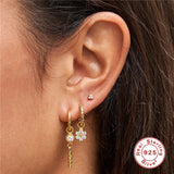 925 Silver Punk Stud Earrings Zircon Piercing Jewelry Women Brincos