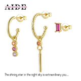 925 Silver Punk Stud Earrings Zircon Piercing Jewelry Women Brincos