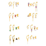 3pcs Pink Stone Stud Earrings Silver Piercing Girls Jewelry CZ