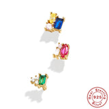 925 Sterling Silver Zircon Earrings Set Mini Studs Summer Party Jewelry