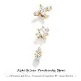 925 Sterling Silver Zircon Earrings Set Mini Studs Summer Party Jewelry