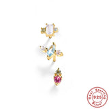 925 Sterling Silver Zircon Earrings Set Mini Studs Summer Party Jewelry