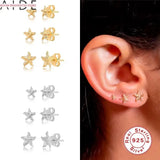 Mini Starfish Stud Earrings 925 Silver Zircon Piercing Jewelry