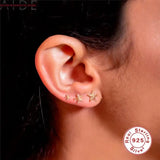 Mini Starfish Stud Earrings 925 Silver Zircon Piercing Jewelry