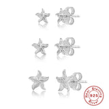 Mini Starfish Stud Earrings 925 Silver Zircon Piercing Jewelry