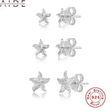 Mini Starfish Stud Earrings 925 Silver Zircon Piercing Jewelry