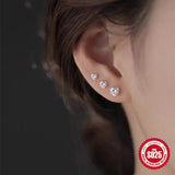 925 Silver Heart Zircon Earrings Set Women Jewelry Ear Studs 3/4/5mm
