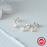 925 Silver Heart Zircon Earrings Set Women Jewelry Ear Studs 3/4/5mm