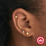 925 Silver Heart Zircon Earrings Set Women Jewelry Ear Studs 3/4/5mm
