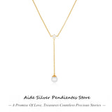 18K Plated Women's Necklace 925 Sterling Silver Cubic Zircon Pearl Necklaces