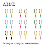 925 Silver Small Hoop Earrings Turquoise Lavender Zircon Jewelry