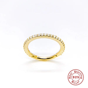 925 Silver CZ Crystal Piercing Ear Tragus Cartilage Nose Hoop Nose Ring