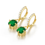 925 Silver Square Zircon Hoop Earrings Colorful Geometric Huggie Pendientes