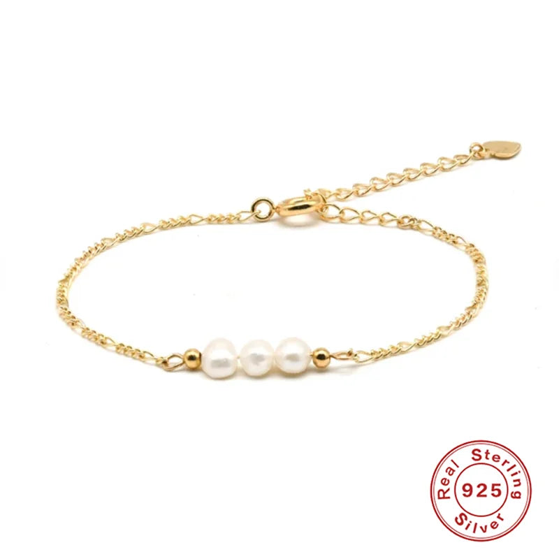 925 Silver Pearl Bracelet For Women Adjustable Bracelet