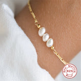 925 Silver Pearl Bracelet For Women Adjustable Bracelet